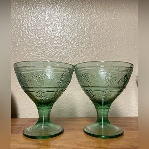 Jade Green Footed Dessert Cup Glass with Grapes 12Oz.